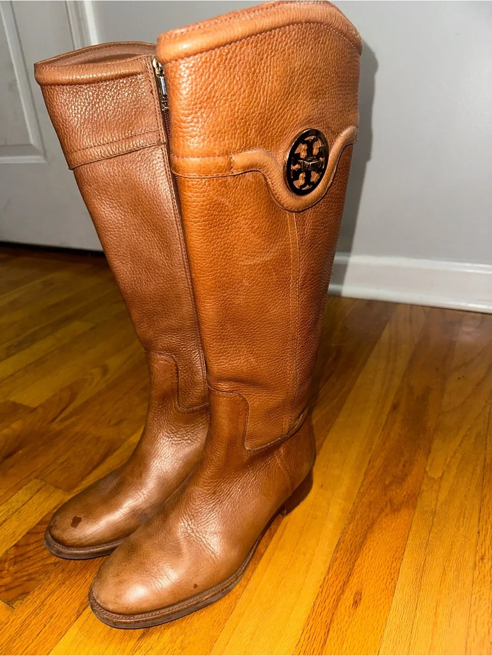 Tory Burch Selma Tan Leather Tall Riding Boots 6M